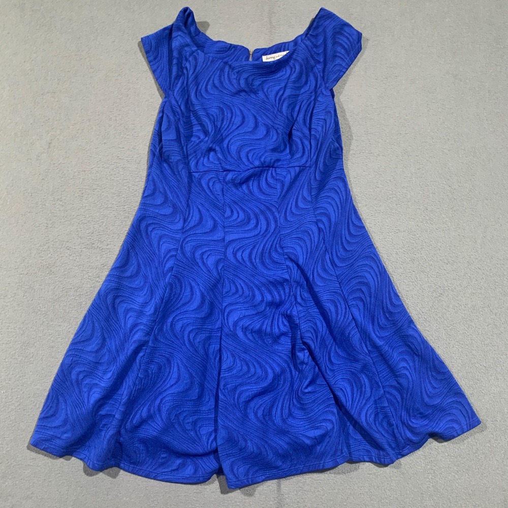 Danny and Nicole Cobalt Blue Textured Swirl Fit and Flare Dress 14P New‎ Tag
